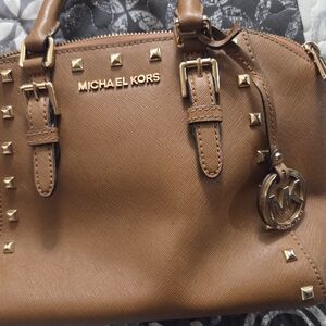 Michael Kors Brown Satchel with Gold Accents